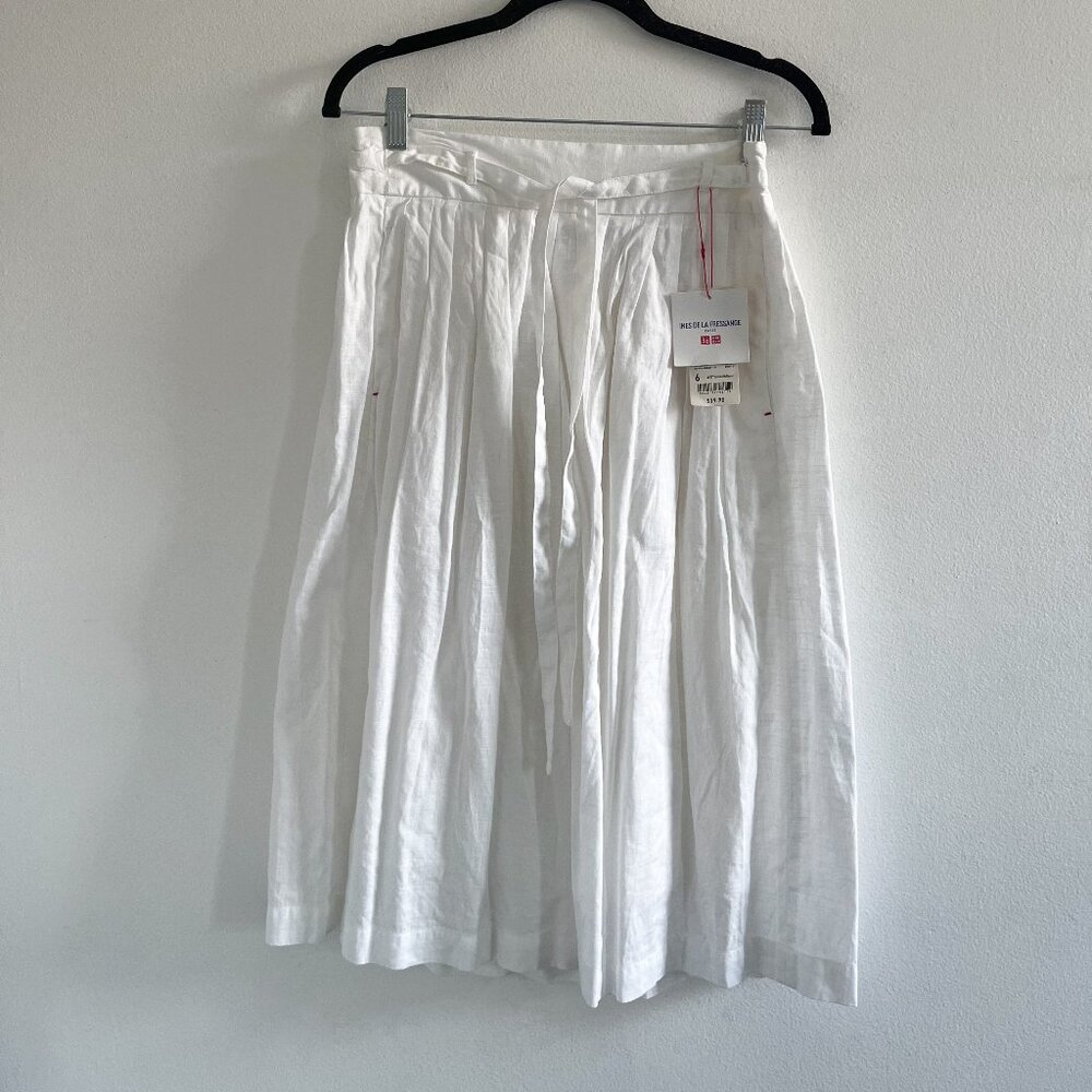Uniqlo Ines de la Fressange IDLF Linen Cotton Tacked Skirt White